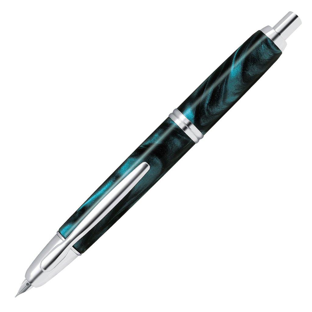 Pilot Capless SE Retractable Fountain Pen in Marble Green.